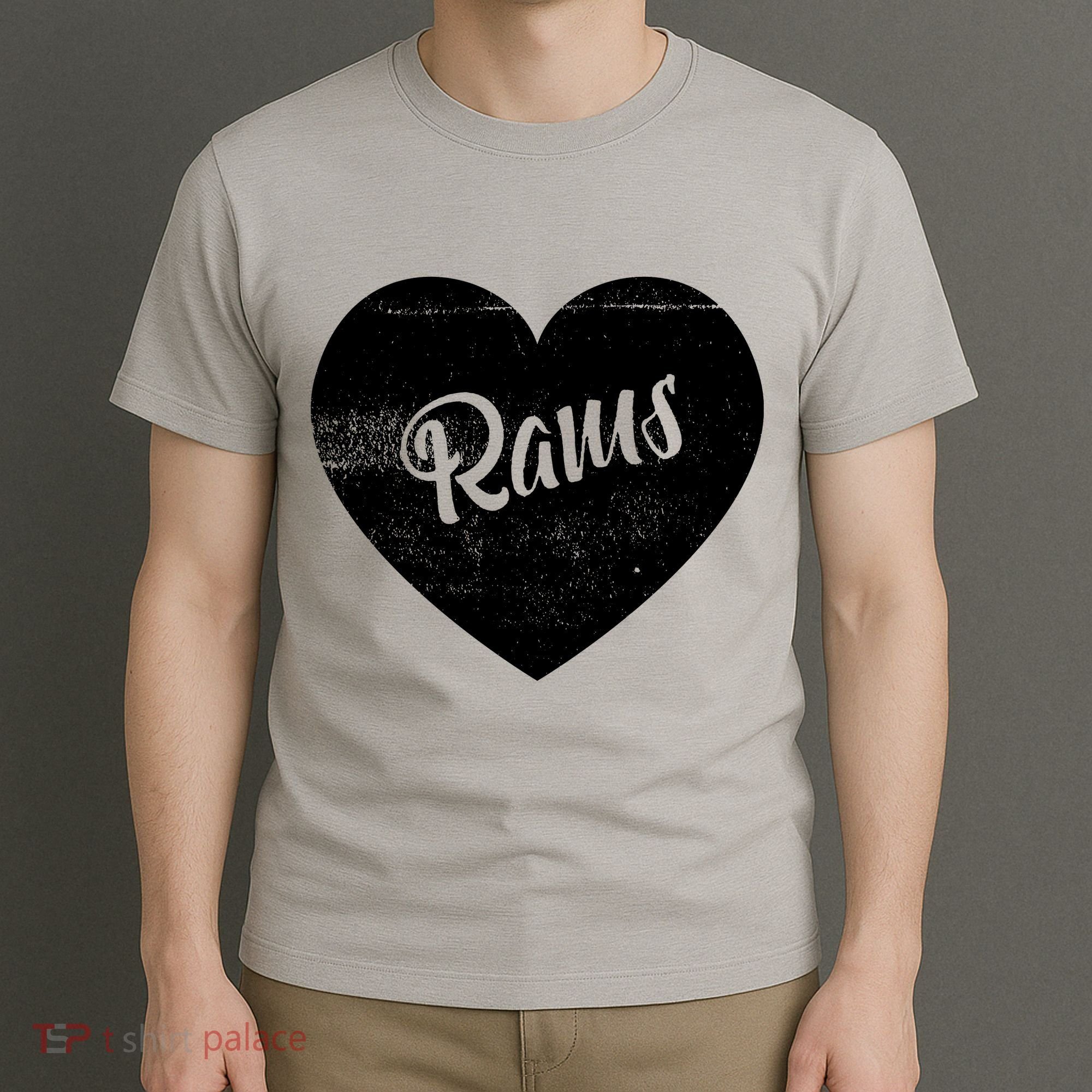 Rams School Sports Fan Team Spirit Cute Heart T-Shirt