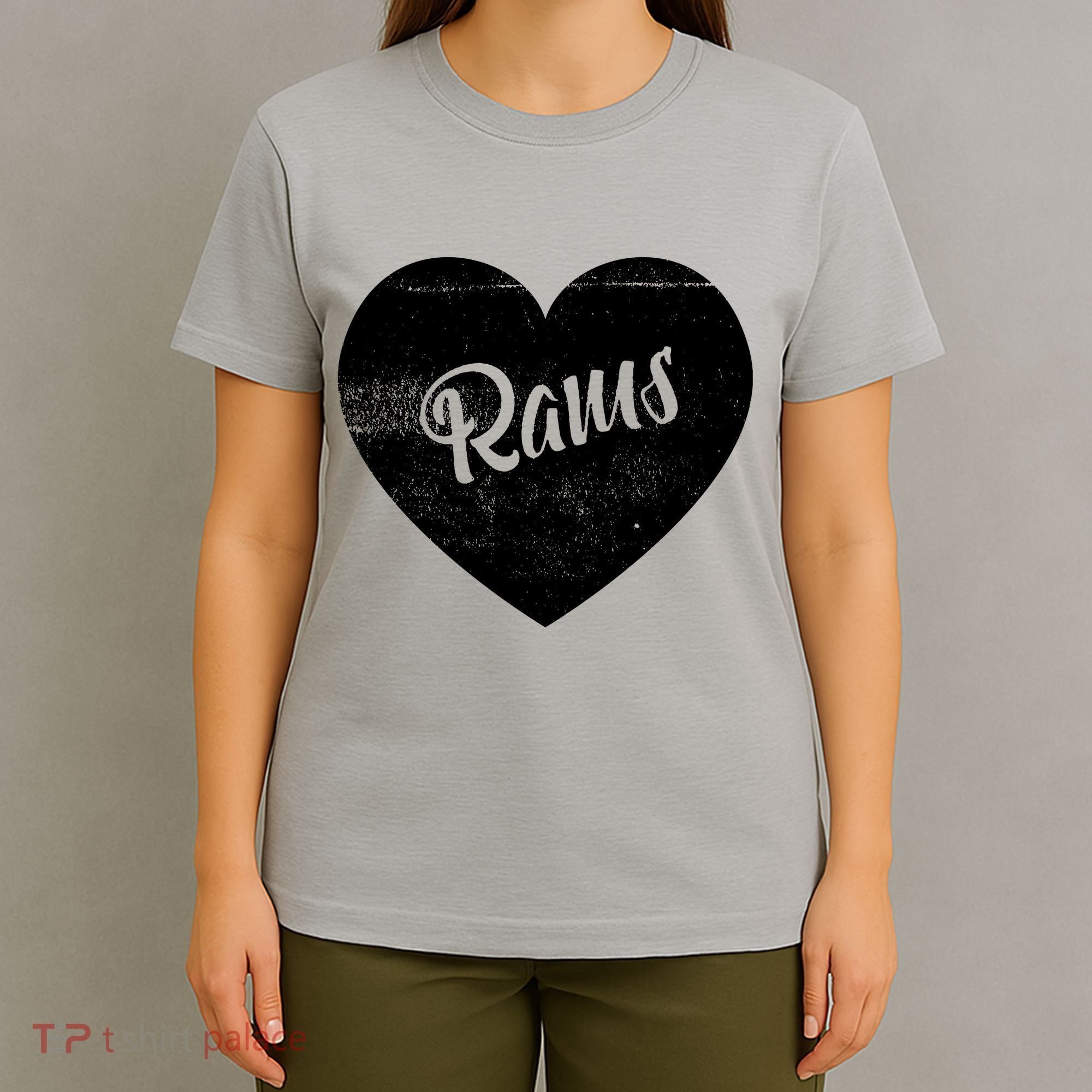 Rams School Sports Fan Team Spirit Cute Heart T-Shirt