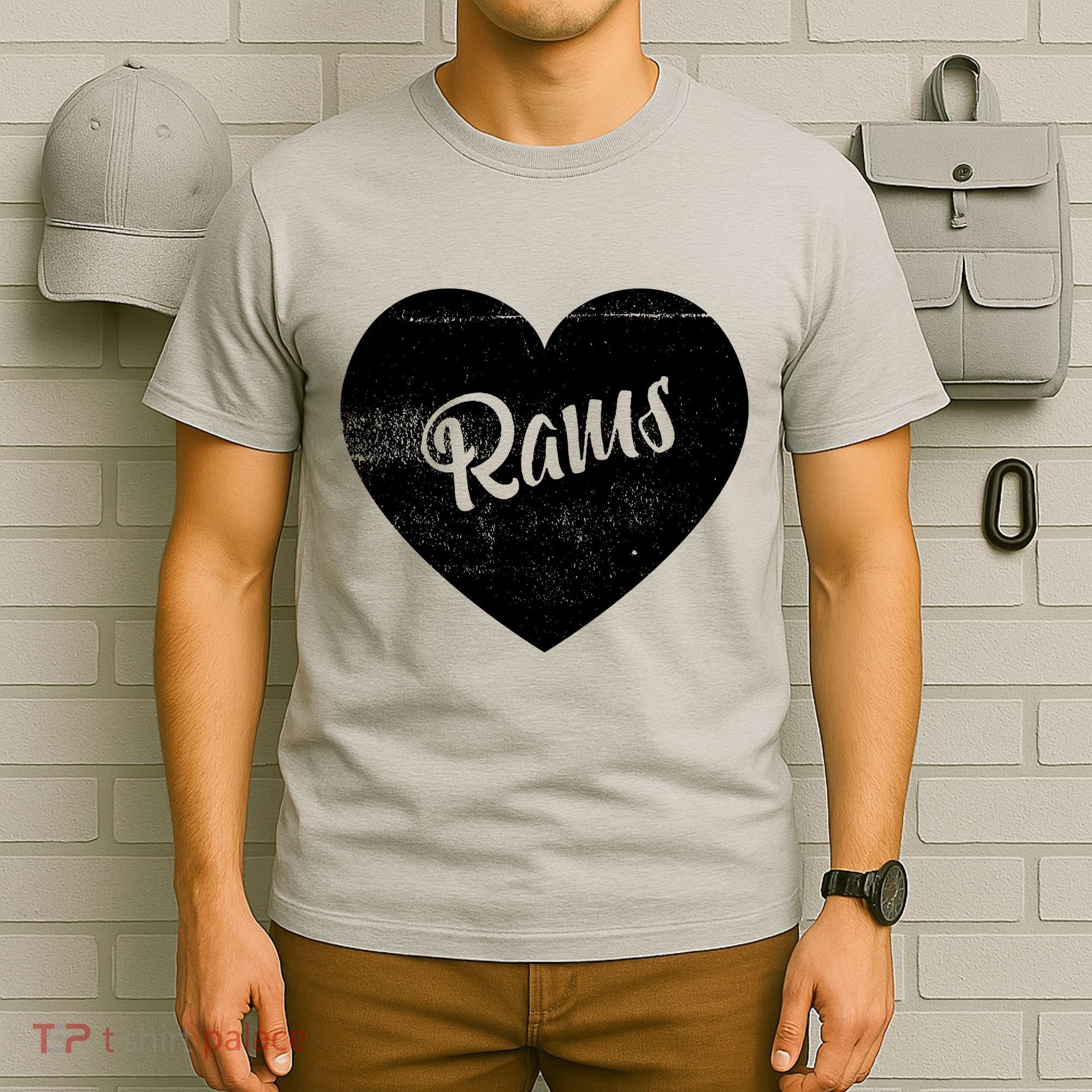 Rams School Sports Fan Team Spirit Cute Heart T-Shirt