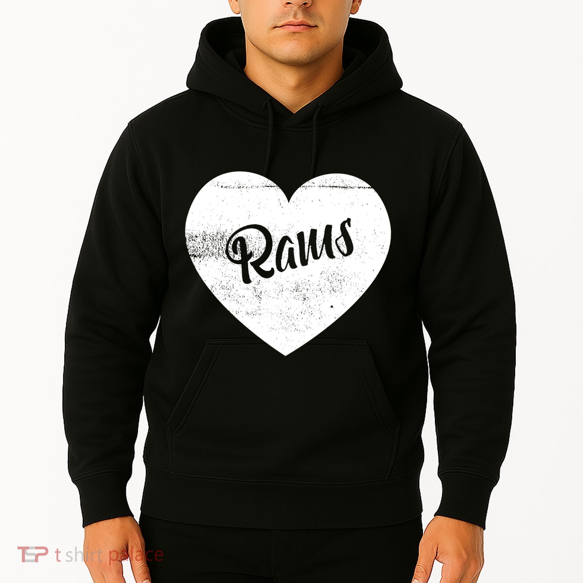 Rams School Sports Fan Team Spirit Cute Heart Hoodie