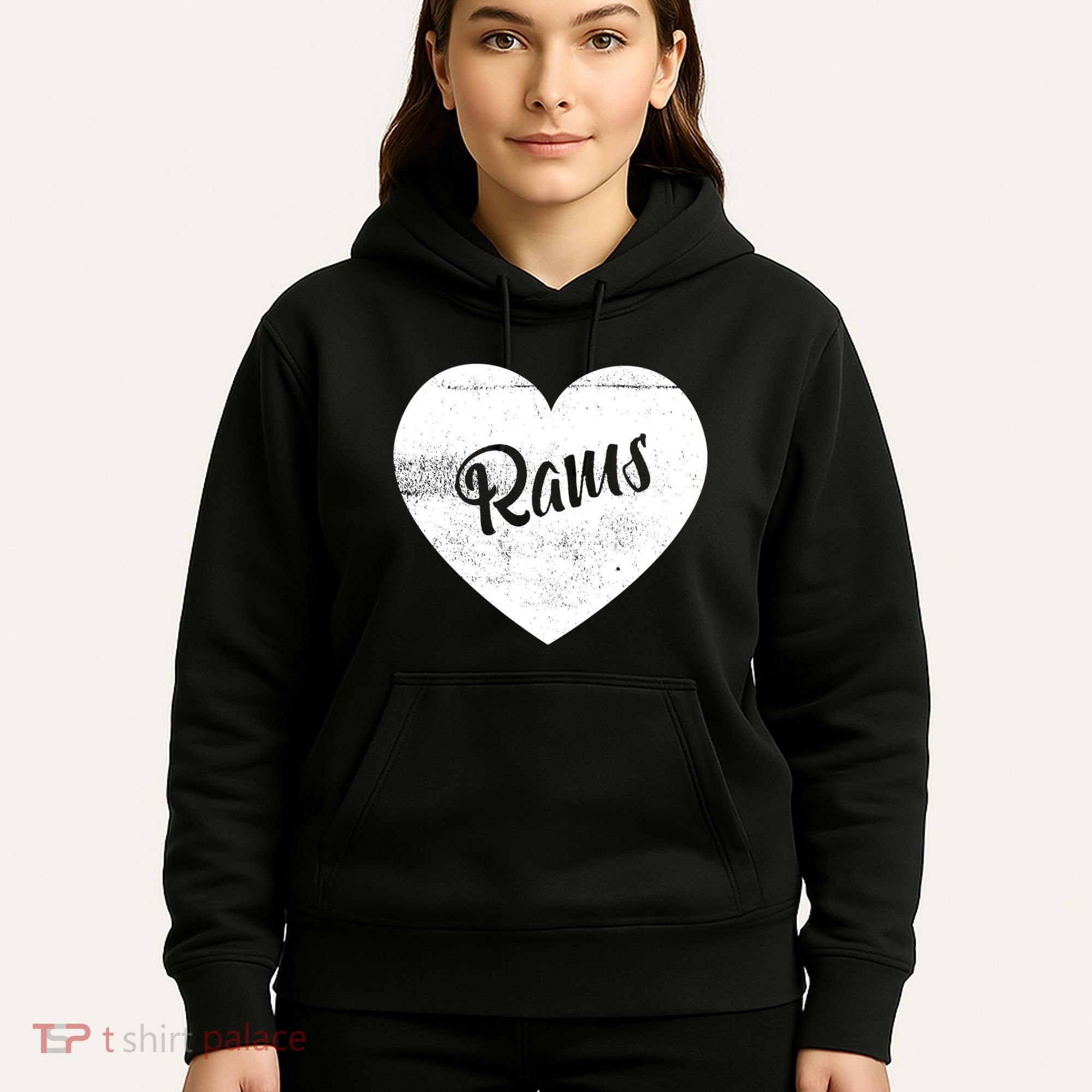 Rams School Sports Fan Team Spirit Cute Heart Hoodie