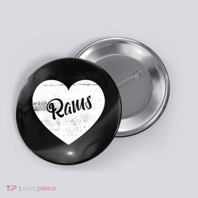 Rams School Sports Fan Team Spirit Cute Heart Button
