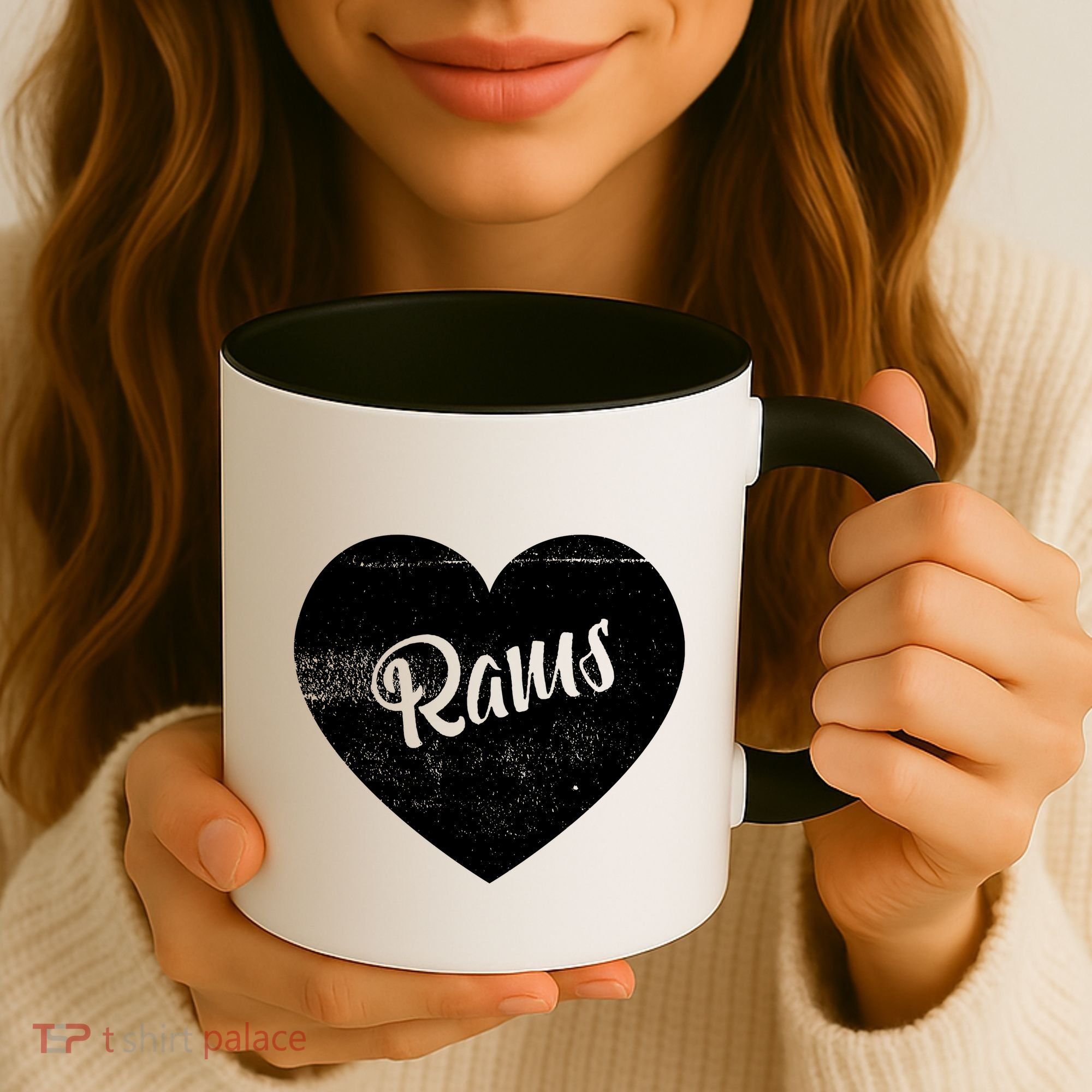 Rams School Sports Fan Team Spirit Cute Heart Coffee Mug
