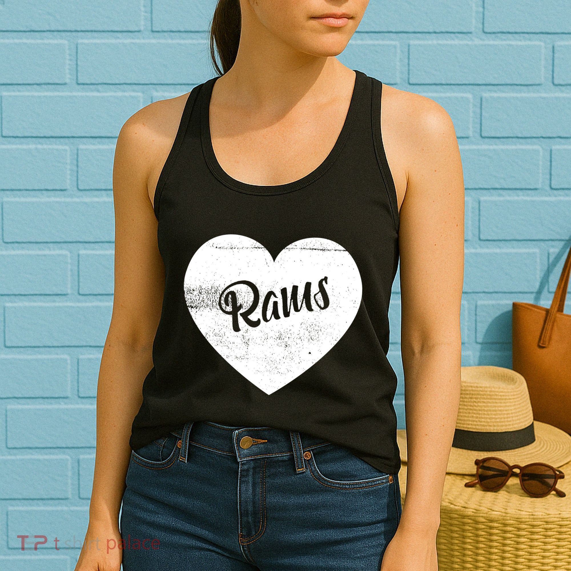 Rams School Sports Fan Team Spirit Cute Heart Women's Tank Top