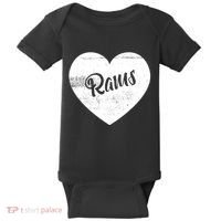 Rams School Sports Fan Team Spirit Cute Heart Baby Bodysuit thumb 0