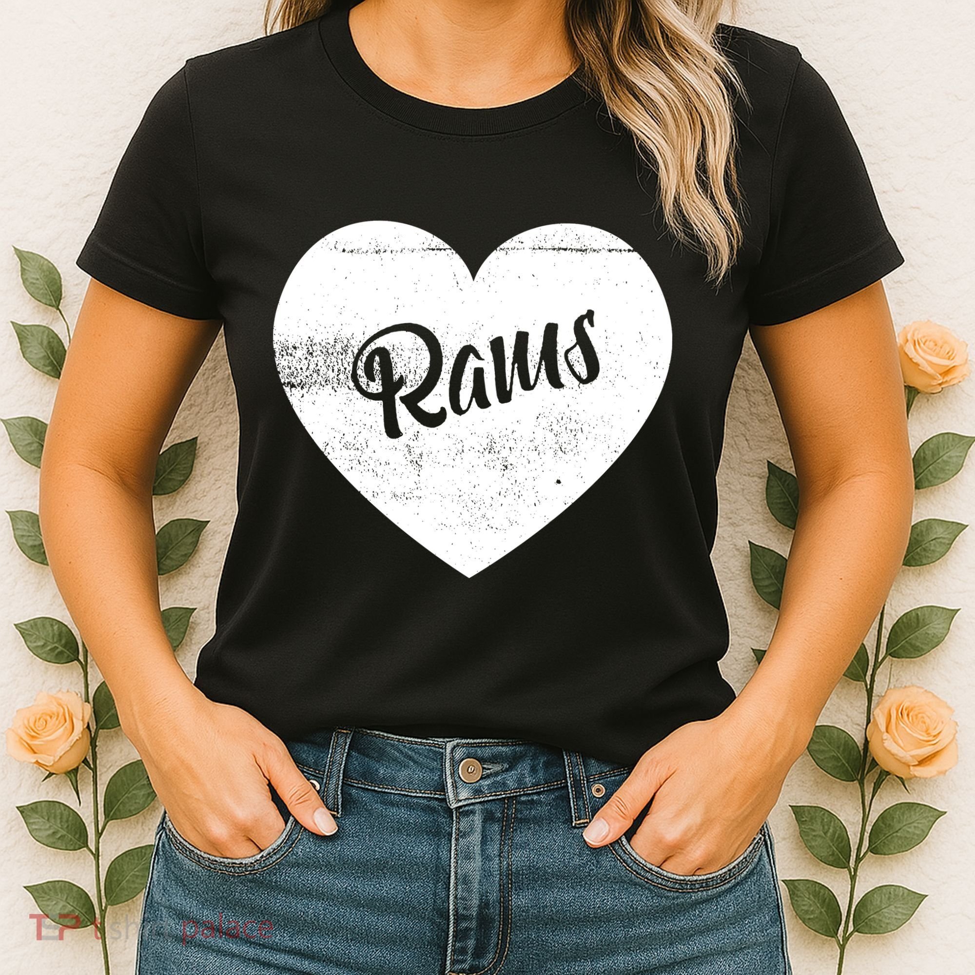 Rams School Sports Fan Team Spirit Cute Heart Women's T-Shirt