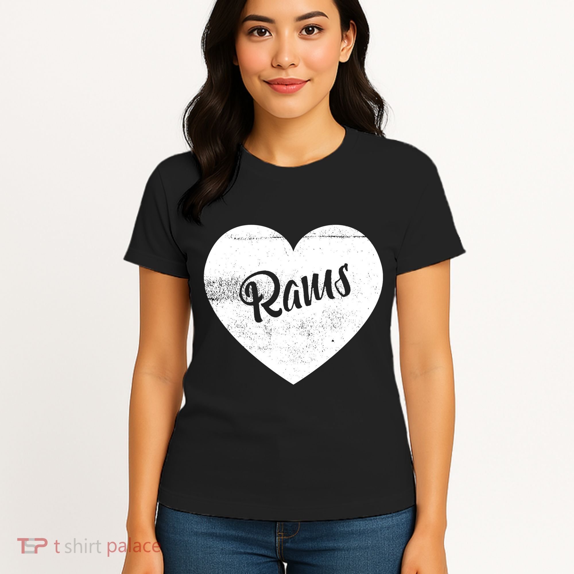 Rams School Sports Fan Team Spirit Cute Heart Women's T-Shirt