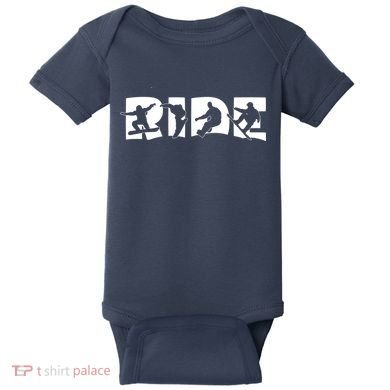 RIDE Snowboard, Silhouette Snowboarding Baby Bodysuit