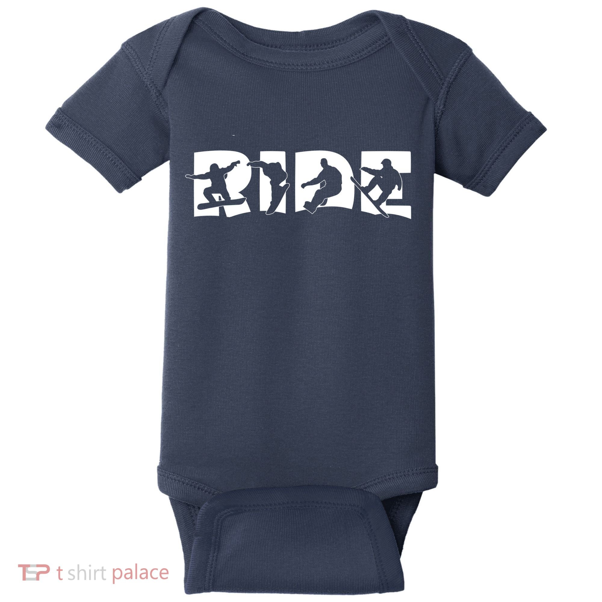 RIDE Snowboard, Silhouette Snowboarding Baby Bodysuit
