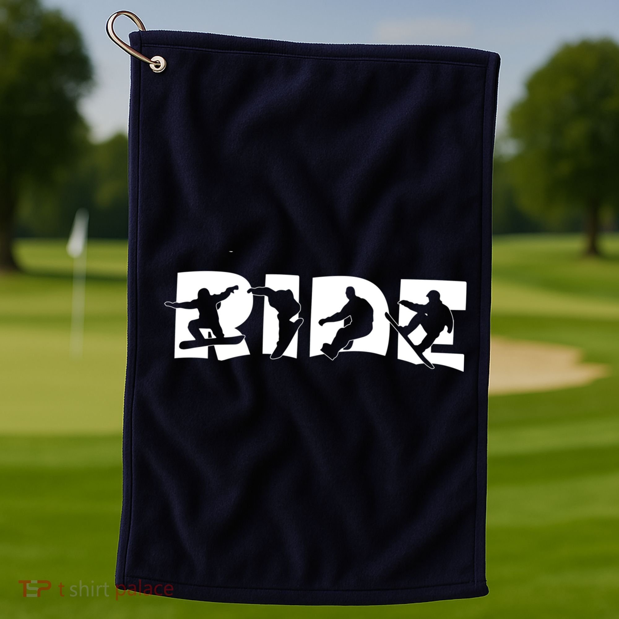 RIDE Snowboard, Silhouette Snowboarding Golf Towel