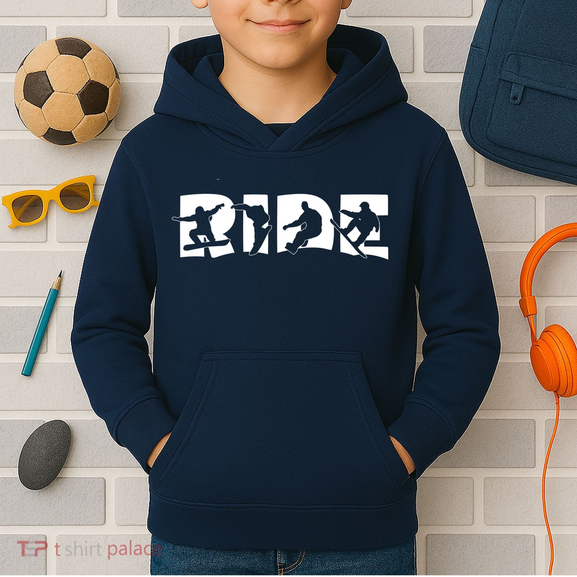 RIDE Snowboard, Silhouette Snowboarding Kids Hoodie