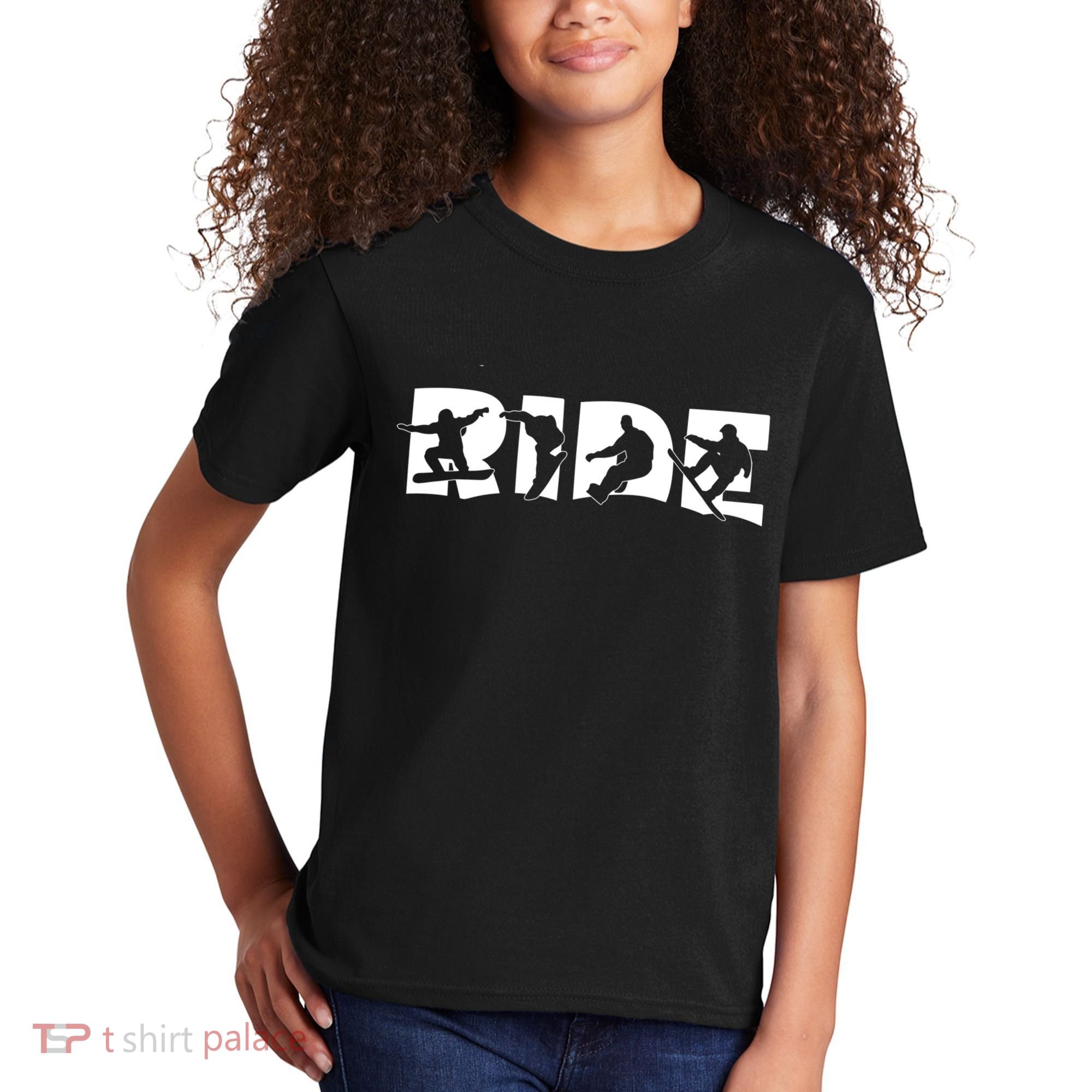 RIDE Snowboard, Silhouette Snowboarding Kids T-Shirt