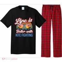 Retro Sunset Slogan / Life Is Better With Kite Fighting! Gift Pajama Set thumb 0