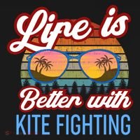 Retro Sunset Slogan / Life Is Better With Kite Fighting! Gift Pajama Set thumb 2