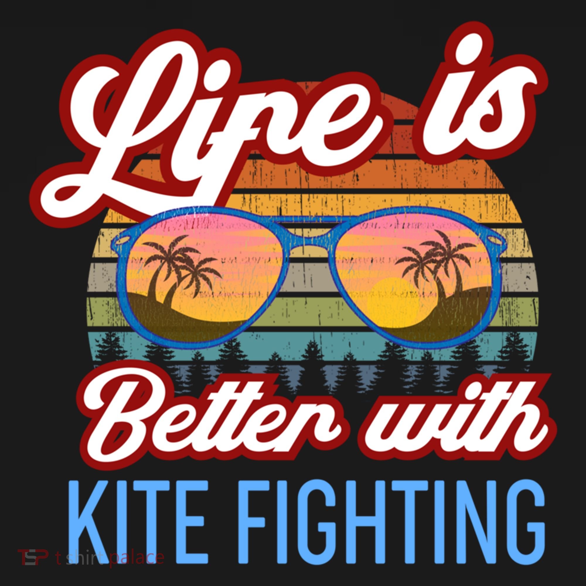 Retro Sunset Slogan / Life Is Better With Kite Fighting! Gift Pajama Set