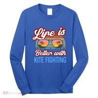 Retro Sunset Slogan / Life Is Better With Kite Fighting! Gift Long Sleeve Shirt thumb 0