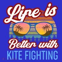 Retro Sunset Slogan / Life Is Better With Kite Fighting! Gift Long Sleeve Shirt thumb 2