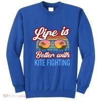 Retro Sunset Slogan / Life Is Better With Kite Fighting! Gift Sweatshirt thumb 0