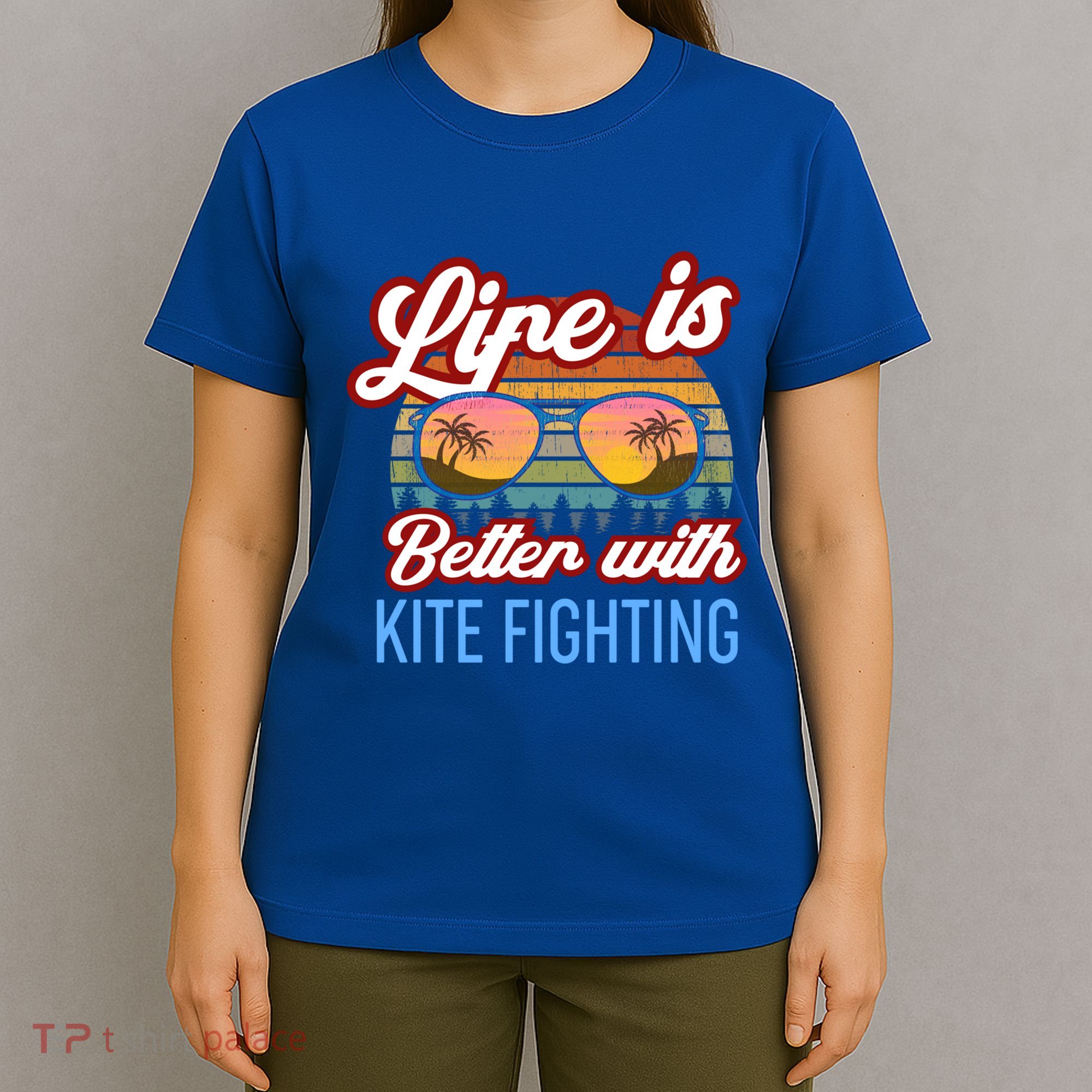 Retro Sunset Slogan / Life Is Better With Kite Fighting! Gift T-Shirt