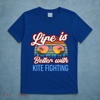 Retro Sunset Slogan / Life Is Better With Kite Fighting! Gift T-Shirt thumb 5