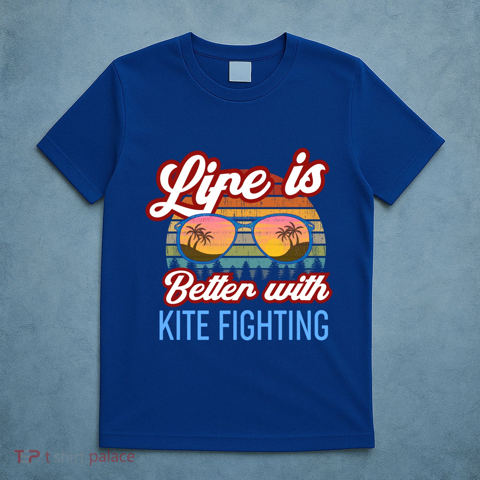 Retro Sunset Slogan / Life Is Better With Kite Fighting! Gift T-Shirt