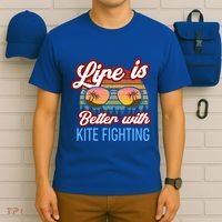 Retro Sunset Slogan / Life Is Better With Kite Fighting! Gift T-Shirt thumb 6