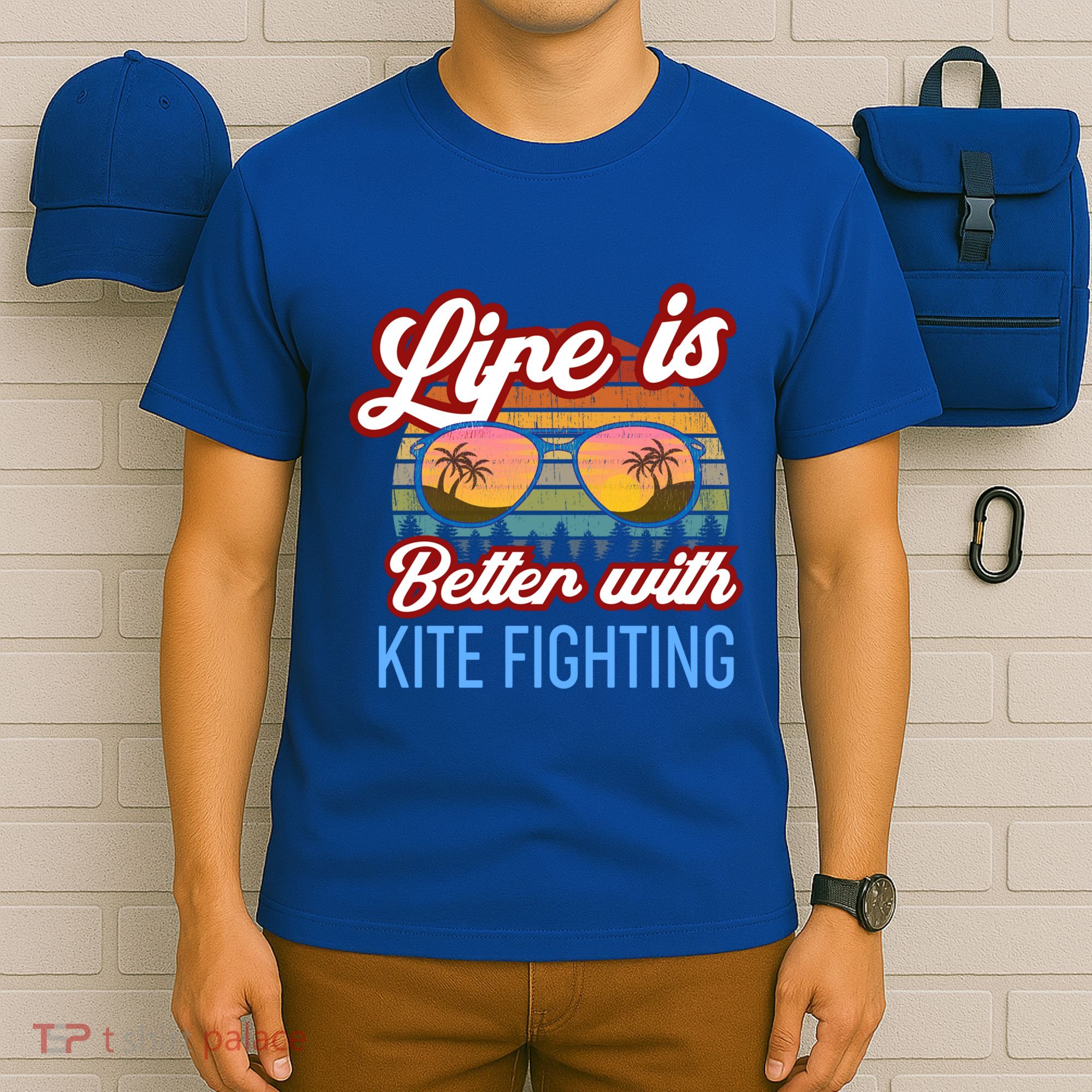 Retro Sunset Slogan / Life Is Better With Kite Fighting! Gift T-Shirt