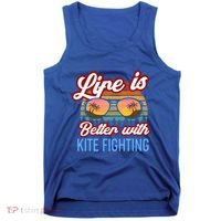 Retro Sunset Slogan / Life Is Better With Kite Fighting! Gift Tank Top thumb 0
