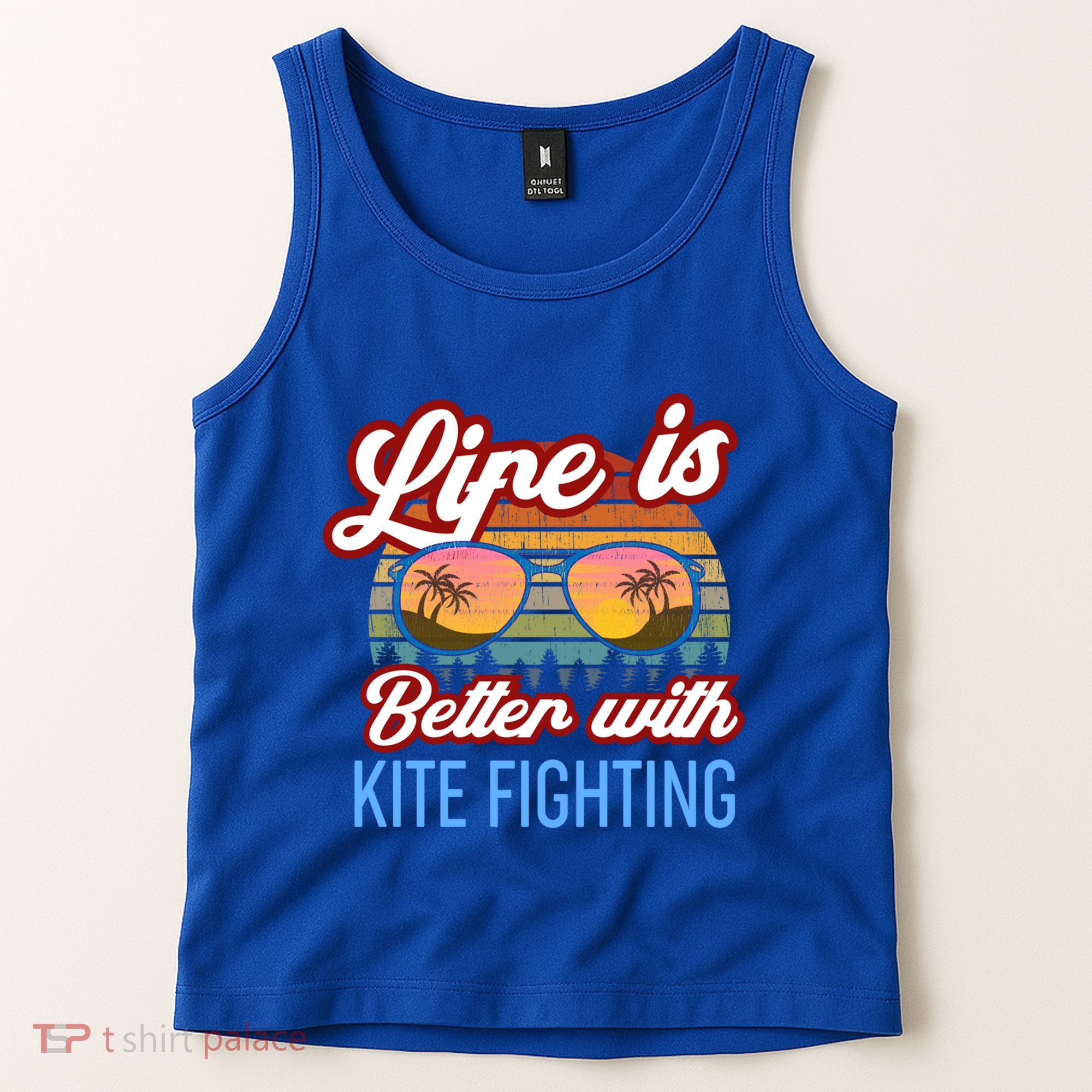 Retro Sunset Slogan / Life Is Better With Kite Fighting! Gift Tank Top