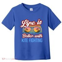 Retro Sunset Slogan / Life Is Better With Kite Fighting! Gift Toddler T-Shirt thumb 0