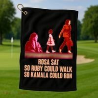 Rosa Sat So Ruby Could Walk So Kamala Could Run Kamala Harris 2024 Golf Towel thumb 1