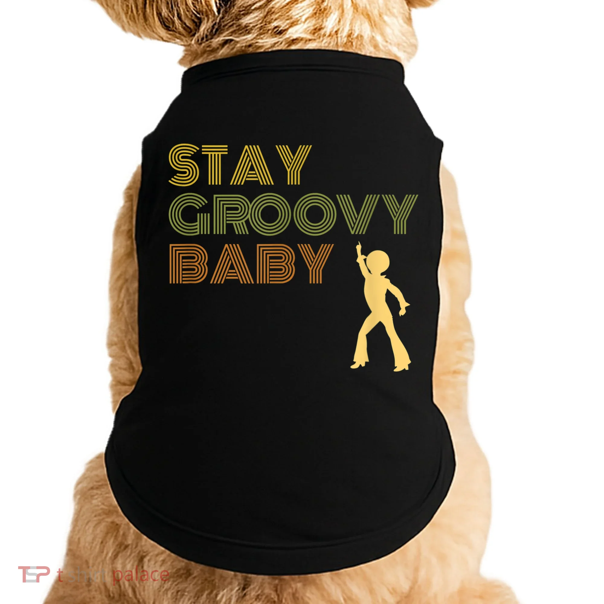Retro Seventies Stay Groovy Baby Disco Dancing Doggie Tank