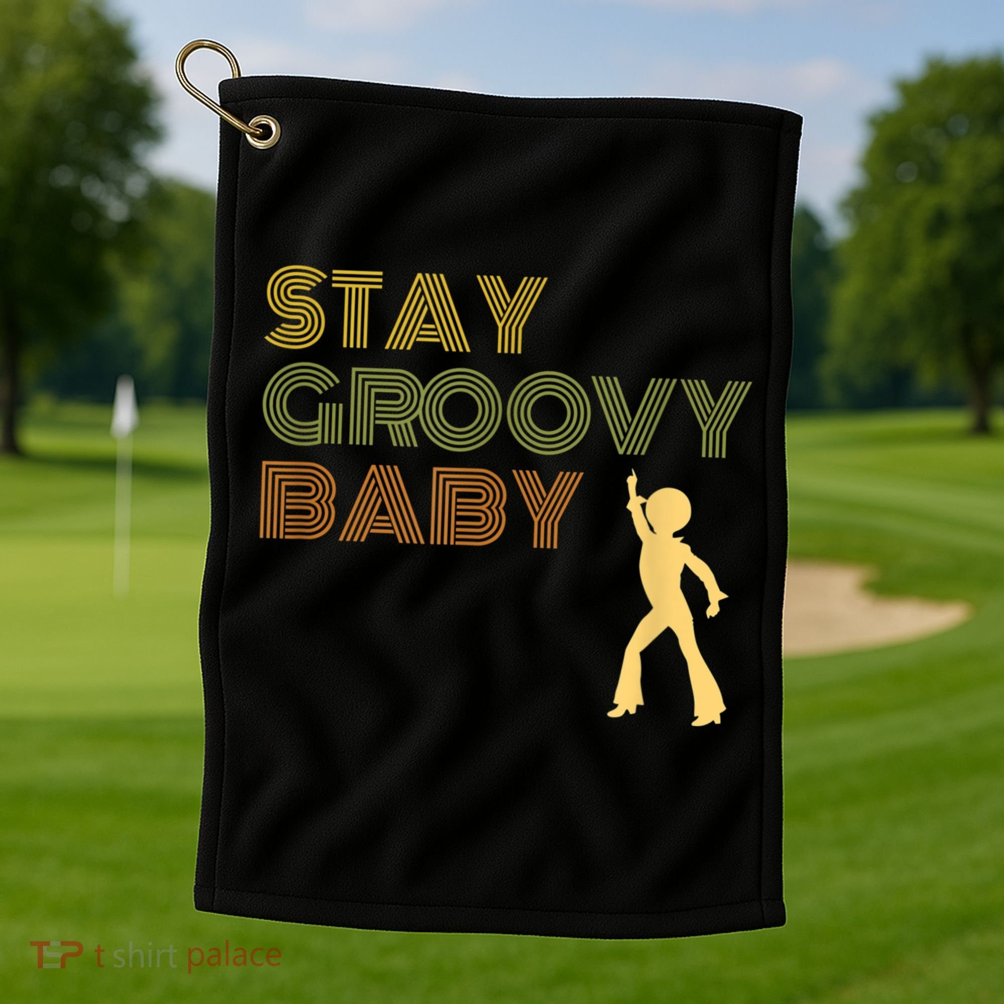 Retro Seventies Stay Groovy Baby Disco Dancing Golf Towel
