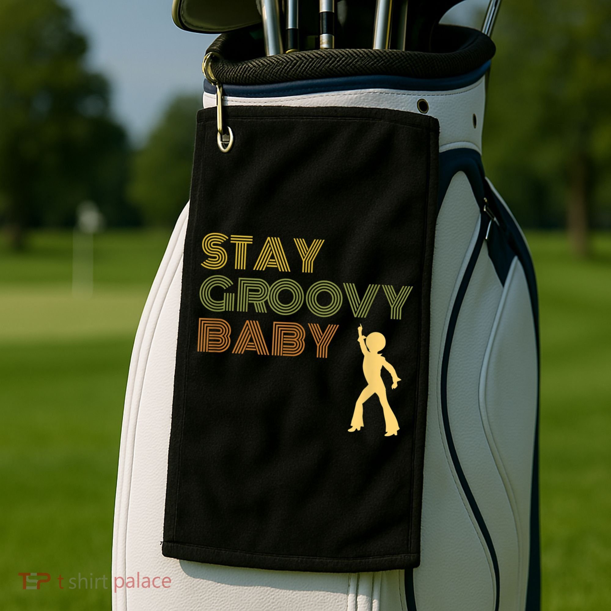 Retro Seventies Stay Groovy Baby Disco Dancing Golf Towel