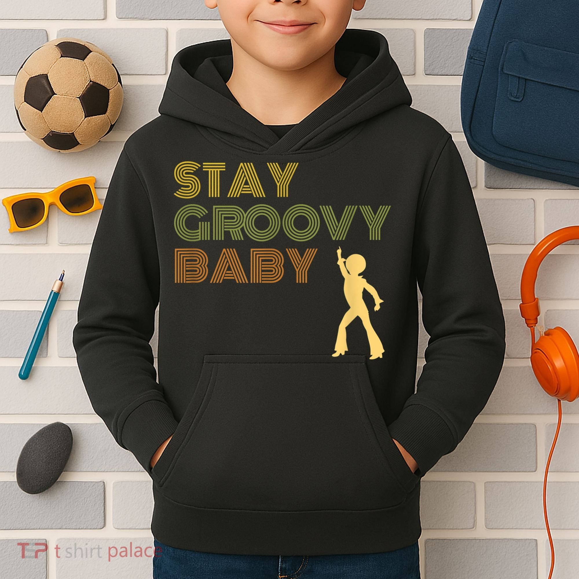 Retro Seventies Stay Groovy Baby Disco Dancing Kids Hoodie