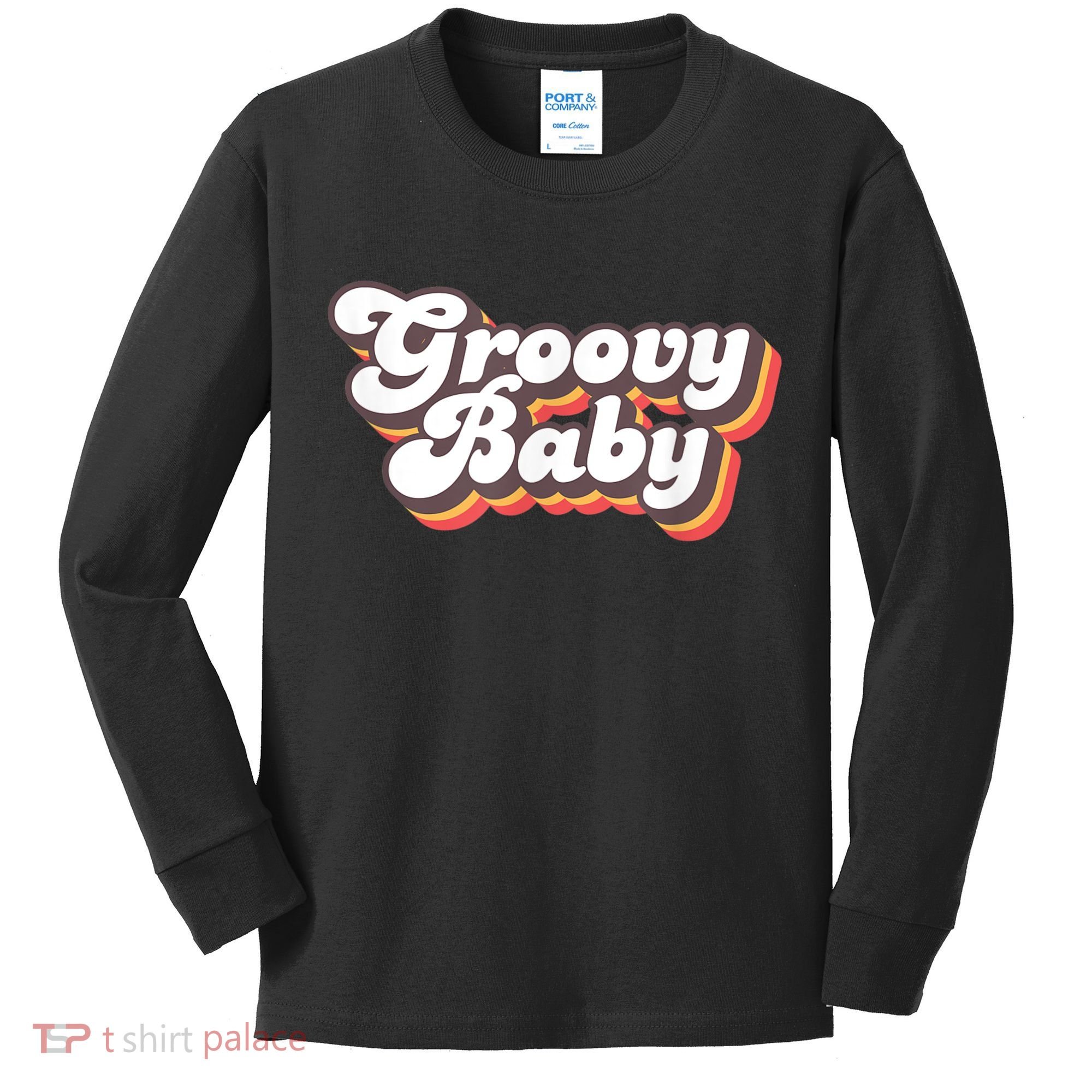 Retro Seventies Style Groovy Baby 70s Fancy Dress Kids Long Sleeve Shirt