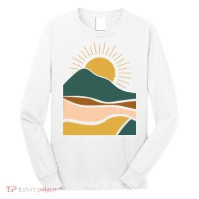 Retro Sunset Summer Graphic Design Long Sleeve Shirt