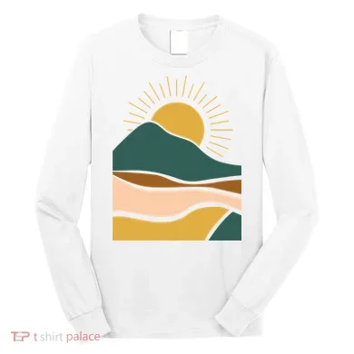 Retro Sunset Summer Graphic Design Long Sleeve Shirt