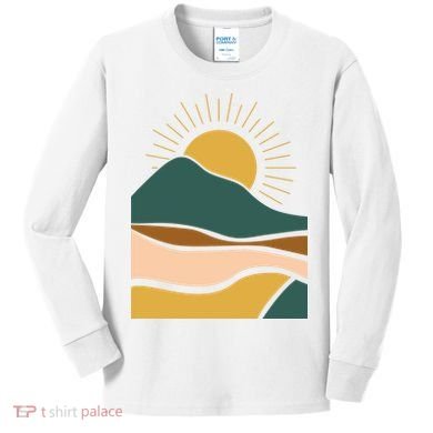 Retro Sunset Summer Graphic Design Kids Long Sleeve Shirt
