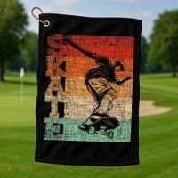 Retro Skate Skateboarder Skateboard Skateboarding Skater Golf Towel thumb 1