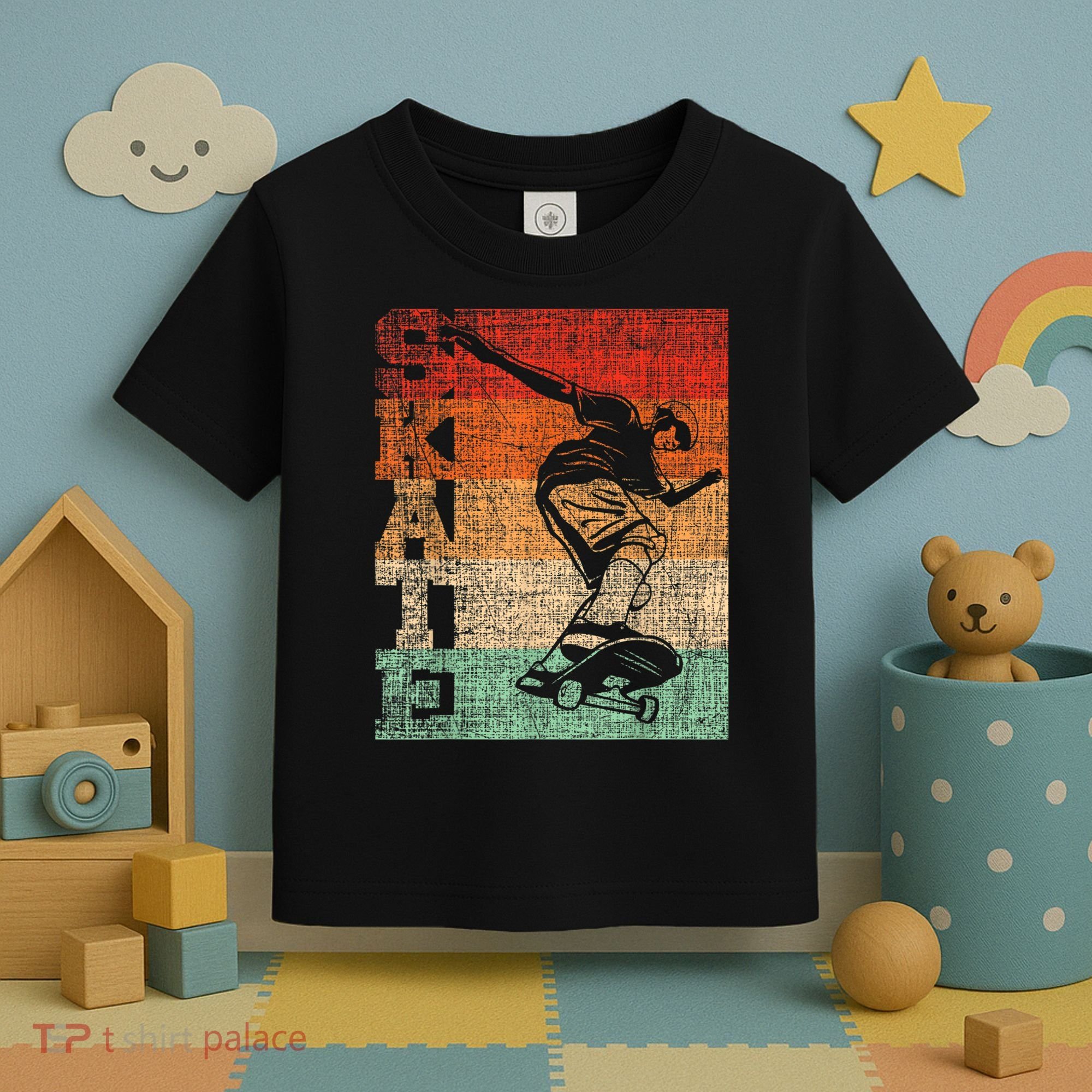 Retro Skate Skateboarder Skateboard Skateboarding Skater Toddler T-Shirt