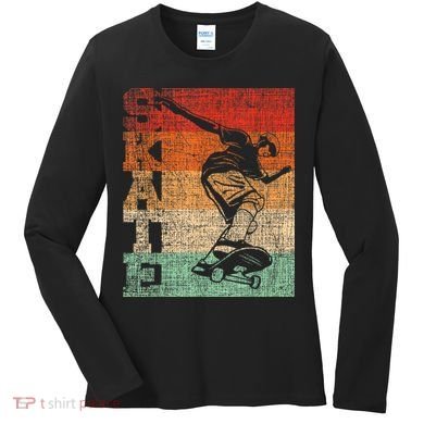 Retro Skate Skateboarder Skateboard Skateboarding Skater Women's Long Sleeve Shirt
