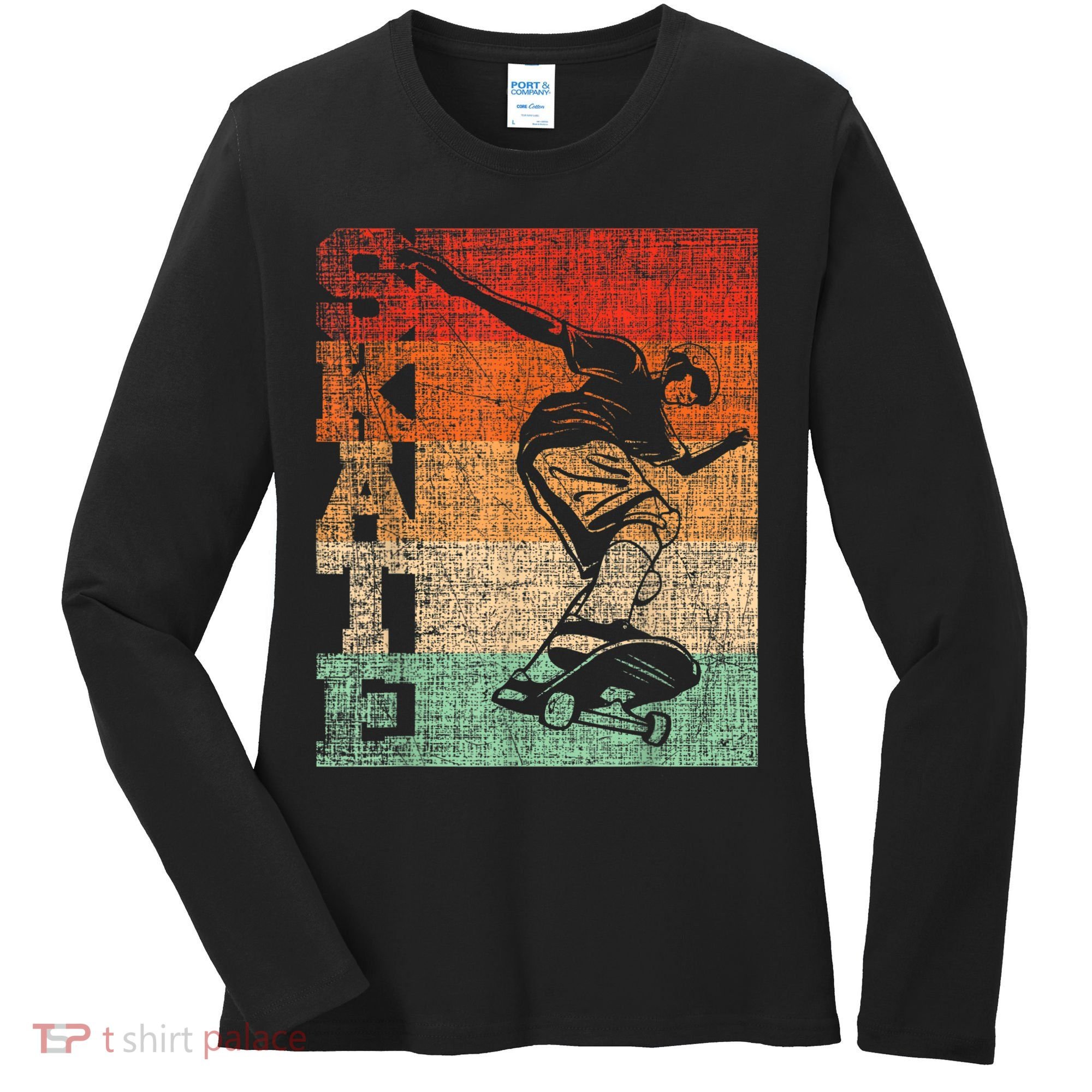 Retro Skate Skateboarder Skateboard Skateboarding Skater Women's Long Sleeve Shirt