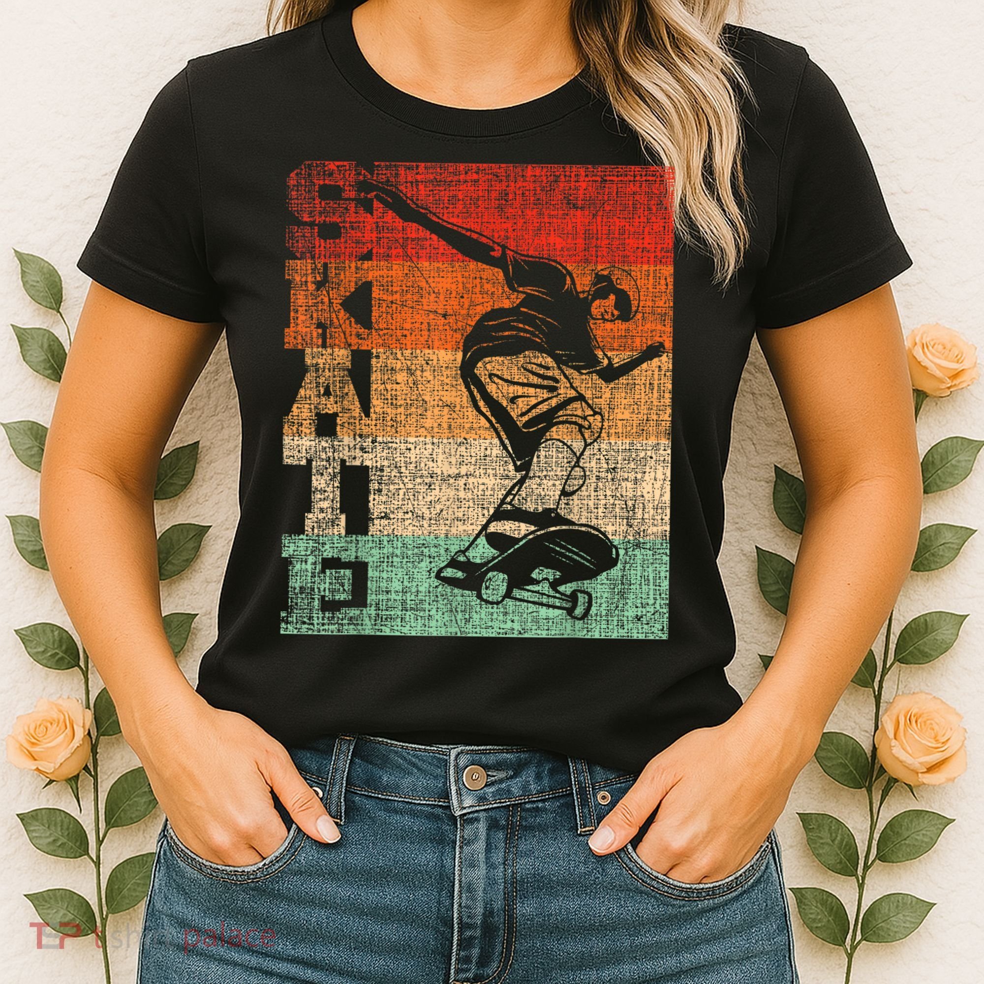 Retro Skate Skateboarder Skateboard Skateboarding Skater Women's T-Shirt