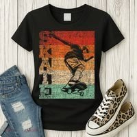 Retro Skate Skateboarder Skateboard Skateboarding Skater Women's T-Shirt thumb 3