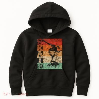 Retro Skate Skateboarder Skateboard Skateboarding Skater Kids Hoodie
