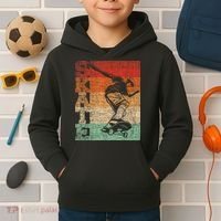 Retro Skate Skateboarder Skateboard Skateboarding Skater Kids Hoodie thumb 2