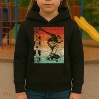 Retro Skate Skateboarder Skateboard Skateboarding Skater Kids Hoodie thumb 3