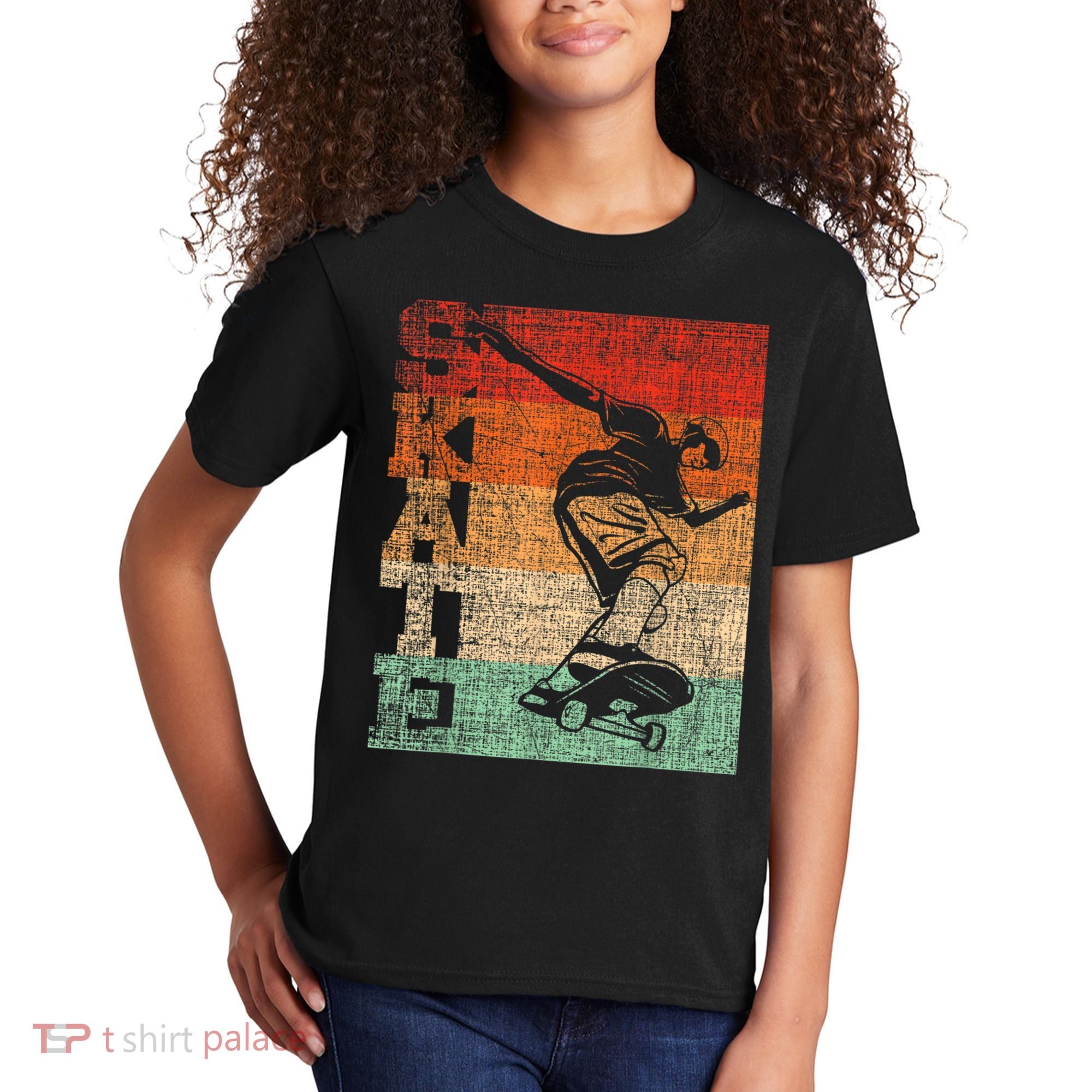 Retro Skate Skateboarder Skateboard Skateboarding Skater Kids T-Shirt