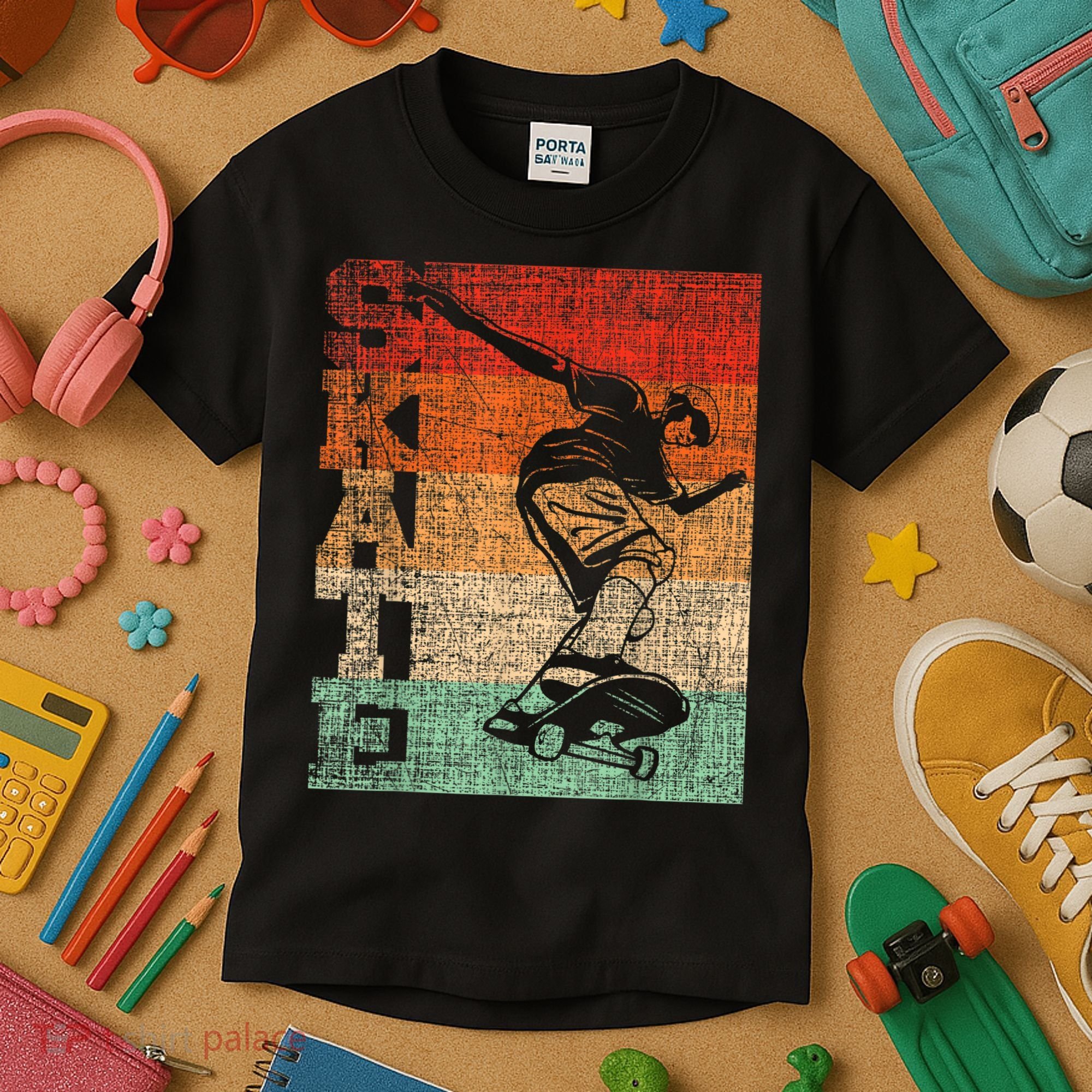 Retro Skate Skateboarder Skateboard Skateboarding Skater Kids T-Shirt